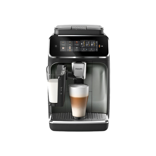 Series 3300 LatteGo Kaffeevollautomat EP3347/90 - 6 Getränke, Touchscreen-Display, SilentBrew, Keramikmahlwerk, AquaClean Filter. Schwarz Chrom